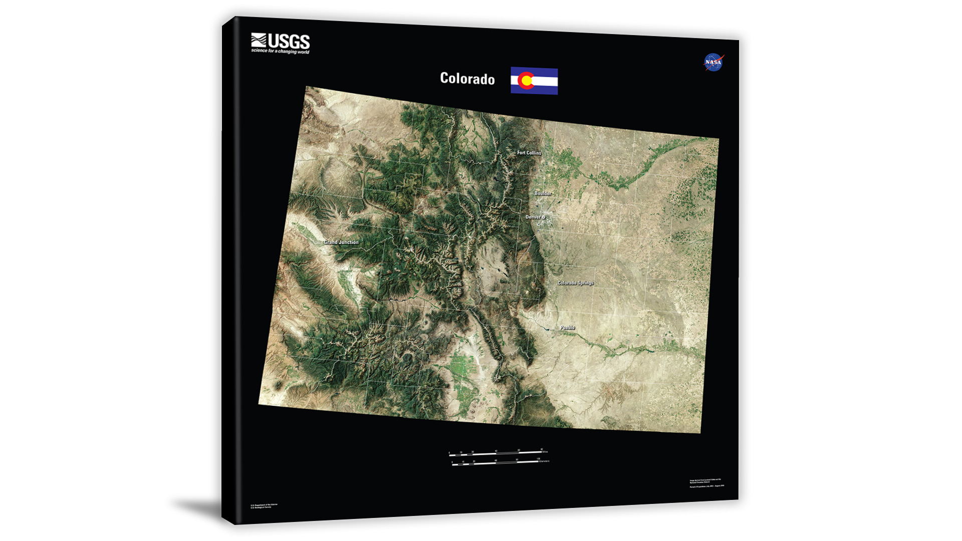 Colorado Usgs Landsat Mosaic Canvas Wrap