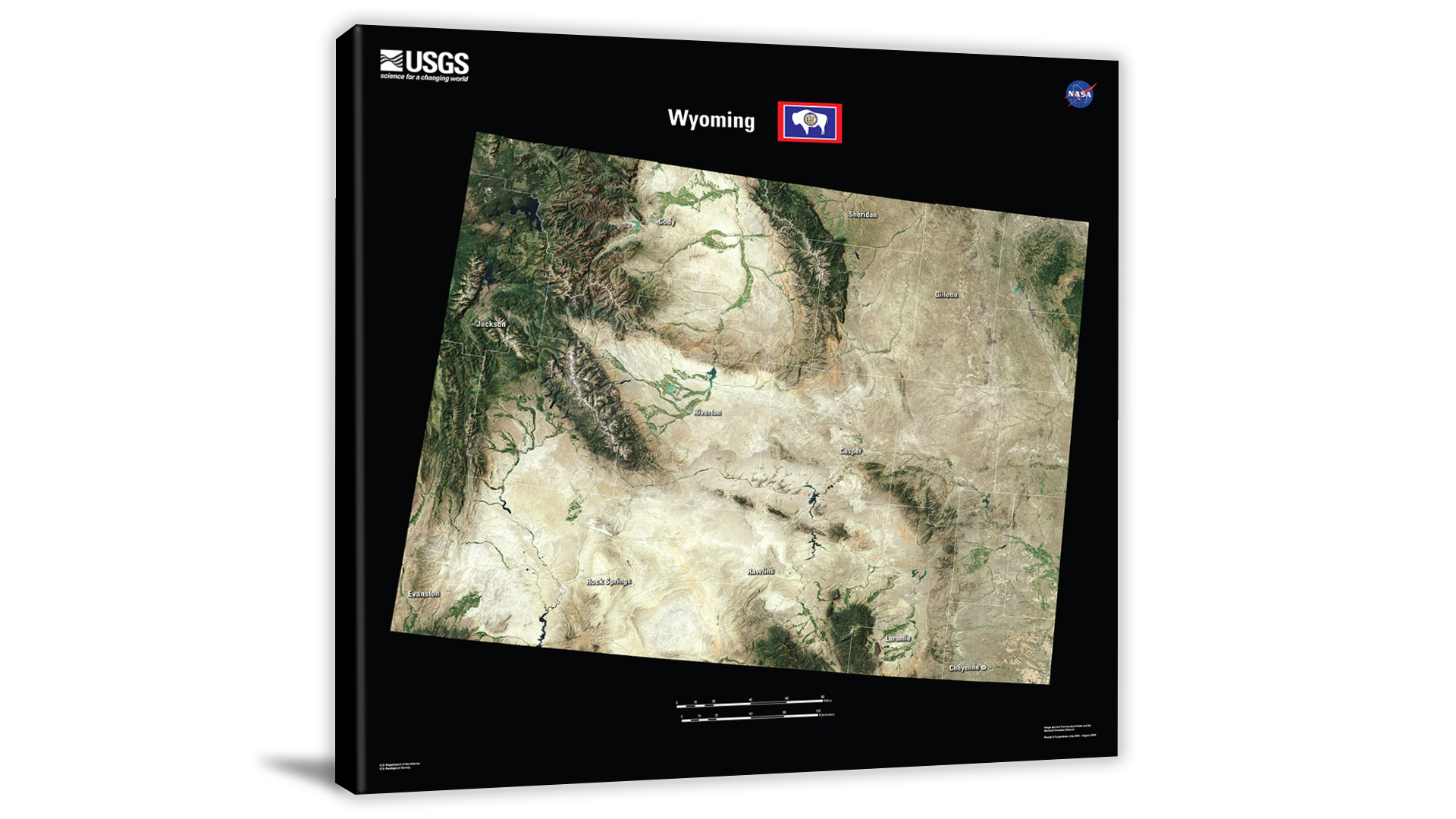 Wyoming Usgs Landsat Mosaic Canvas Wrap