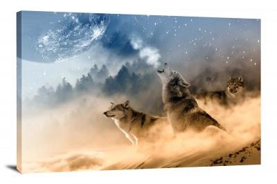 Wolf Howling at the Moon, 2016 - Canvas Wrap