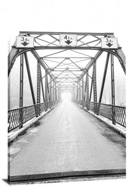 B&W Bridge in the Fog, 2021 - Canvas Wrap