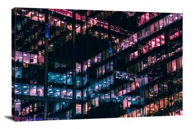 Illuminated offices in Moscow, 2016 - Canvas Wrap