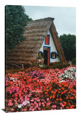 Red Flowered Cottage, 2019 - Canvas Wrap