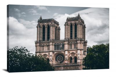 Notre Dame on a Cloudy Day, 2019 - Canvas Wrap