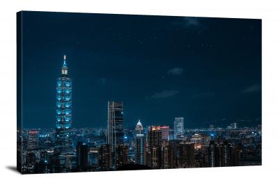 Taipei City Night Skyline, 2020 - Canvas Wrap