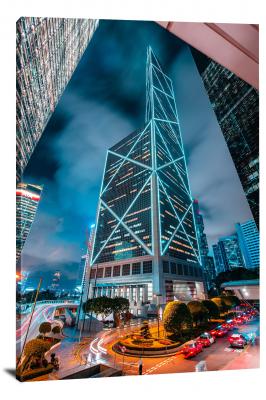 Bank of China with Traffic, 2022 - Canvas Wrap