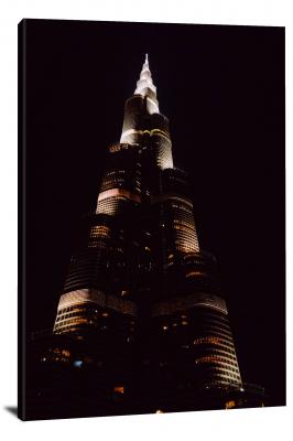 Night Lit Burj Khalifa, 2019 - Canvas Wrap