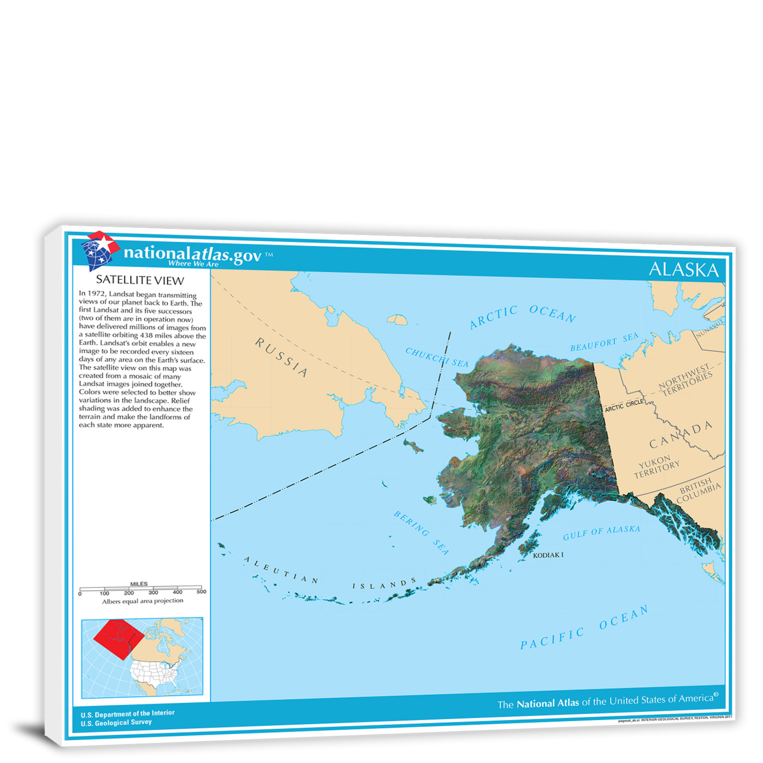 Alaska National Atlas Satellite View 2022 Canvas Wrap 5251