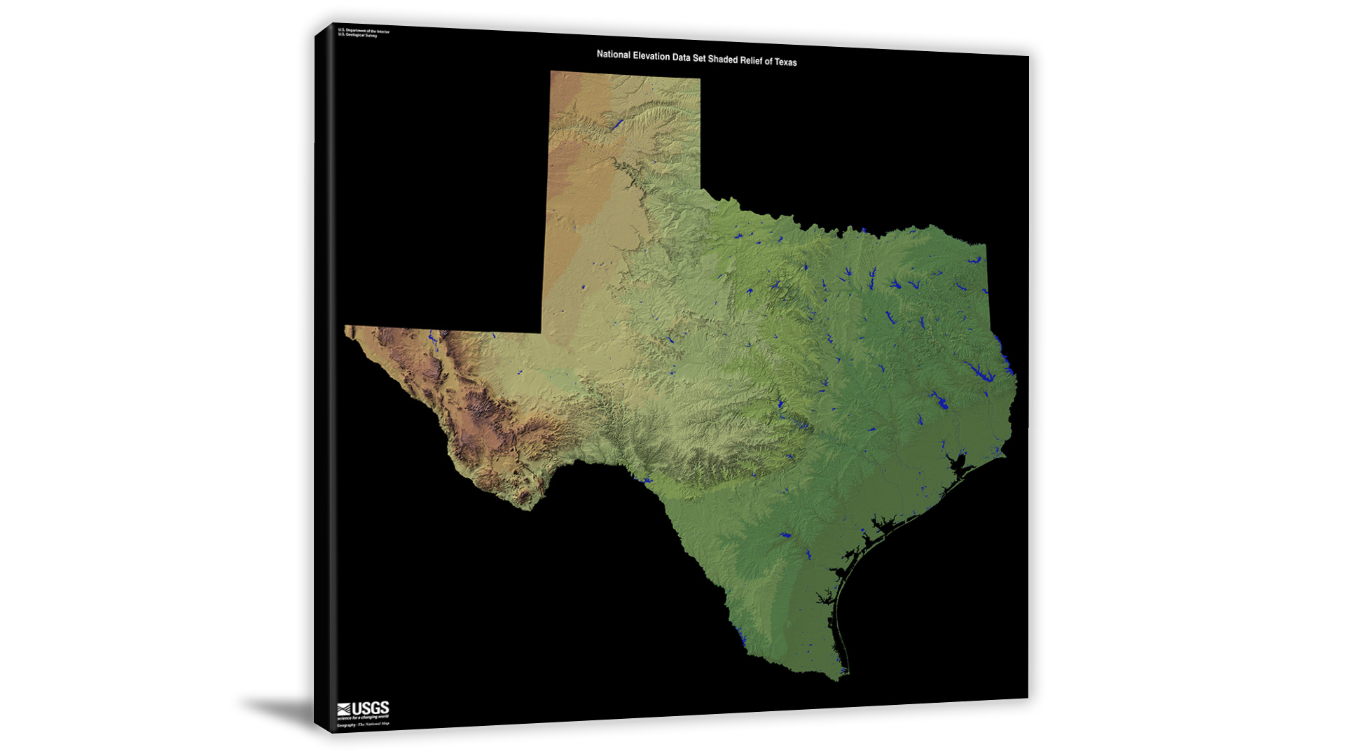 Texas Usgs Shaded Relief 2022 Canvas Wrap