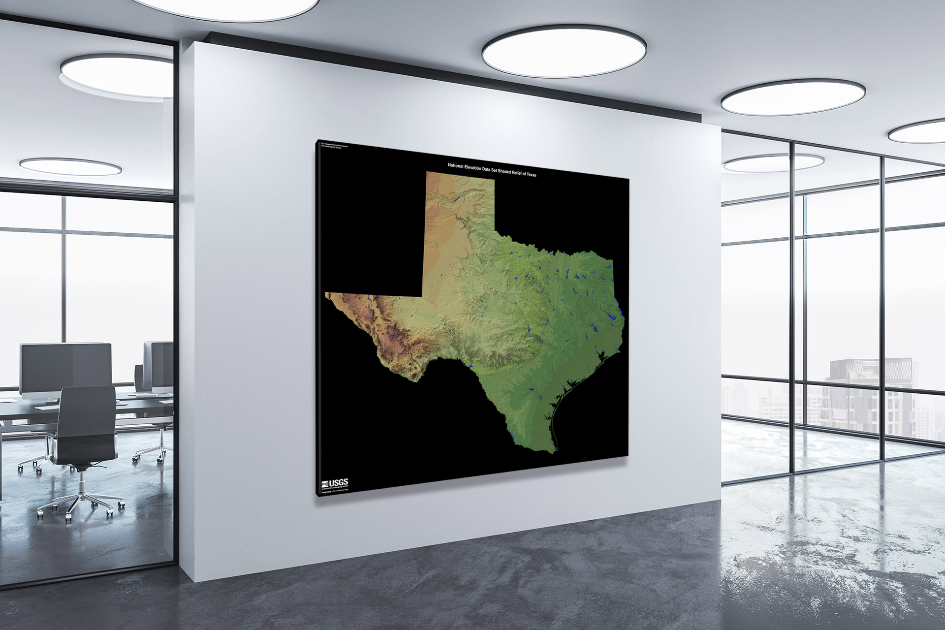 TexasUSGS Shaded Relief, 2022 Canvas Wrap