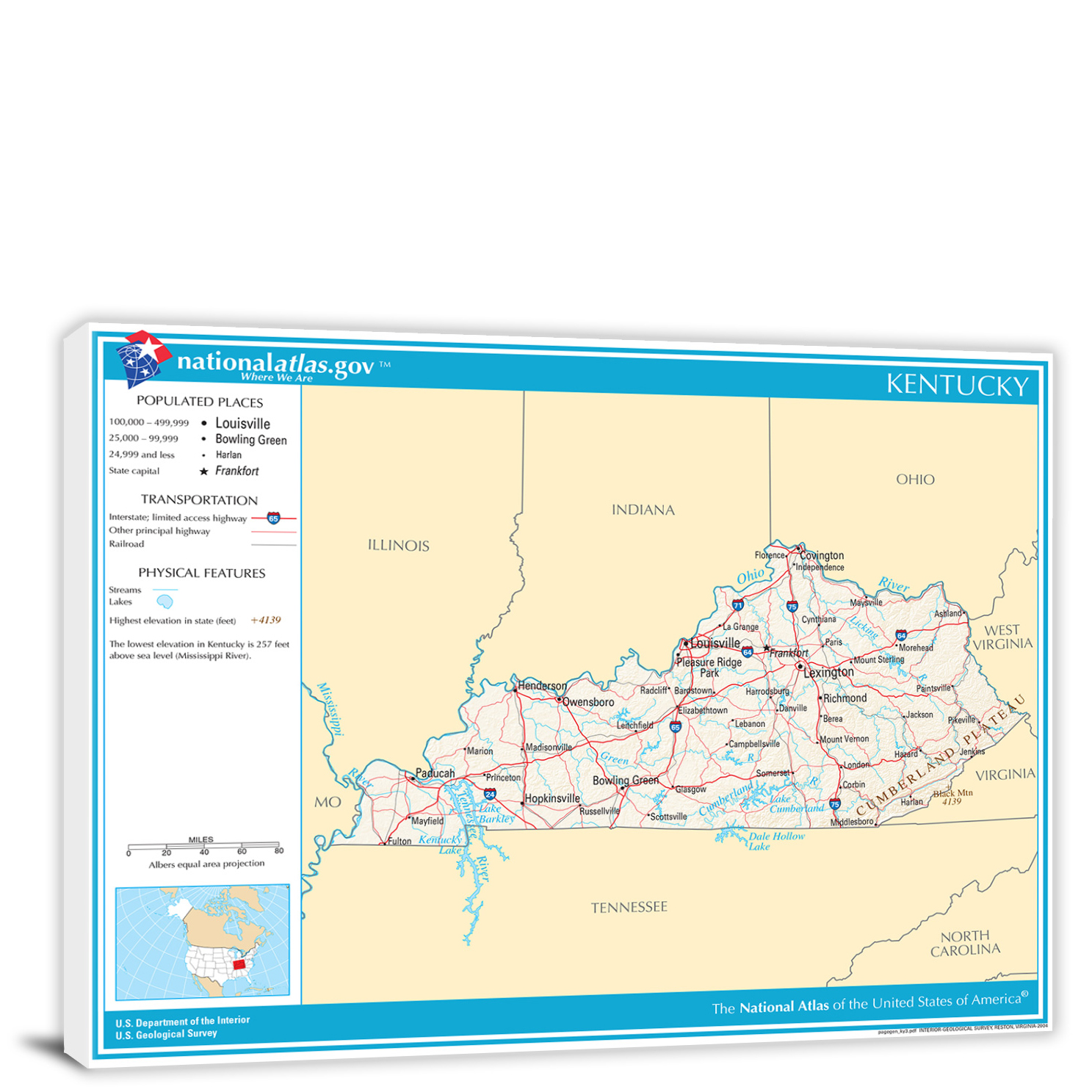 Kentucky National Atlas Reference Map 2022 Canvas Wrap   CWA179 Kentucky National Atlas Reference Map 00 