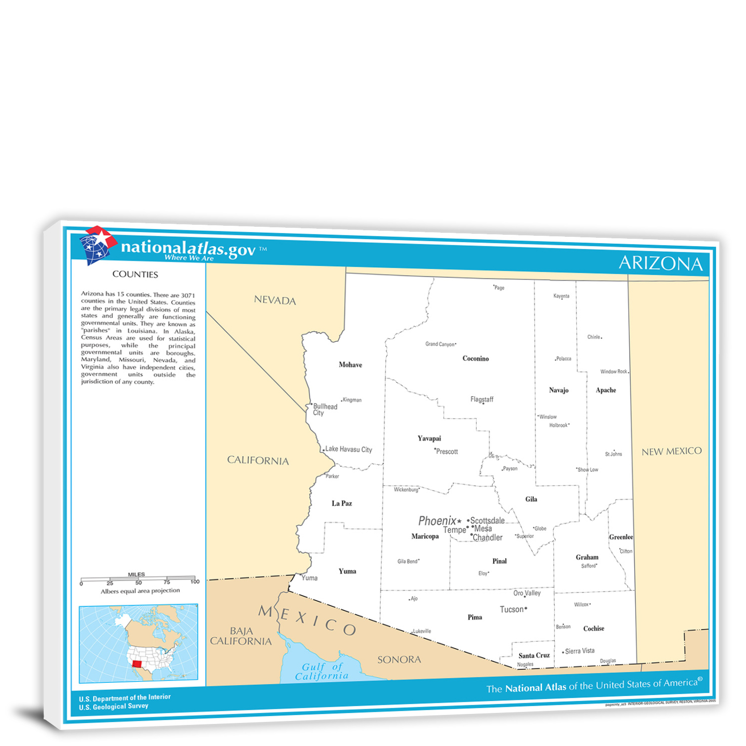 CWA268 Arizona National Atlas Counties And Selected Cities Map 00 
