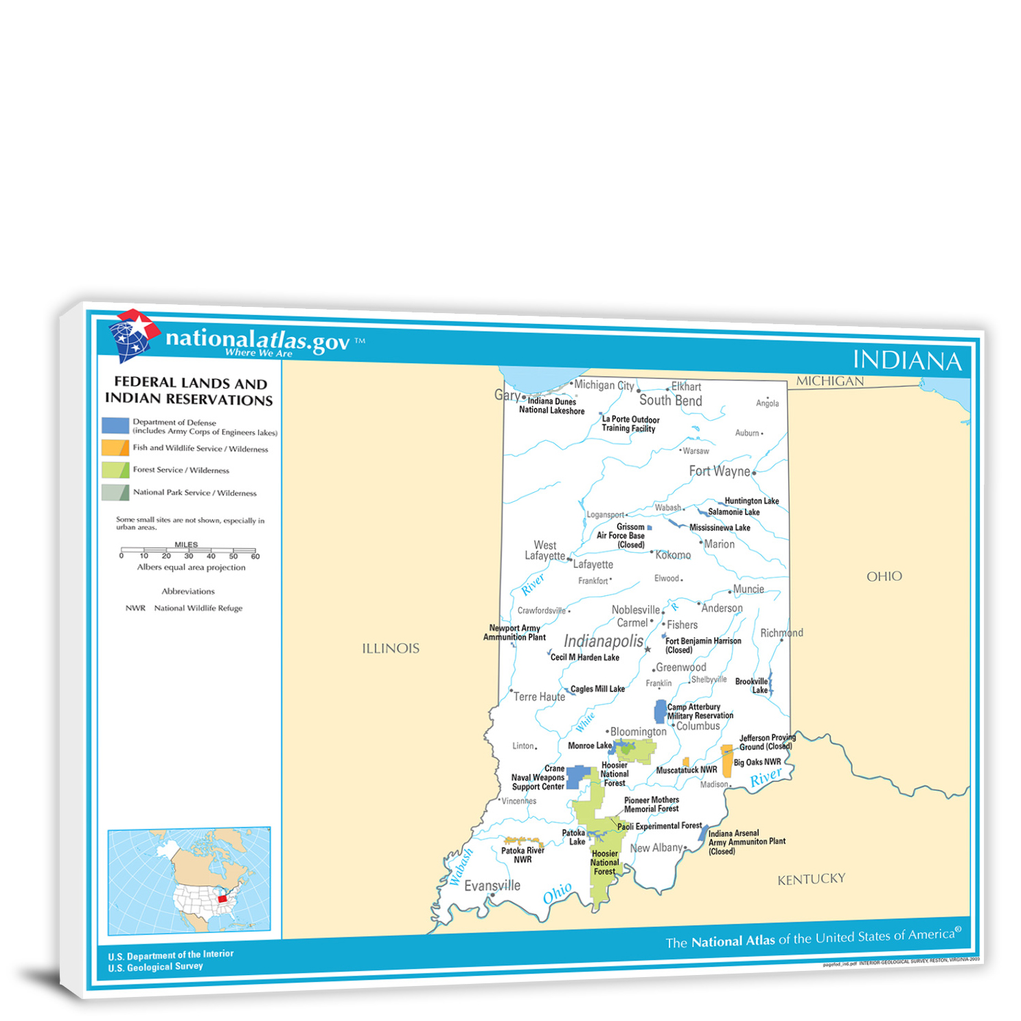 IndianaNational Atlas Federal Lands and Indian Reservations Map, 2022