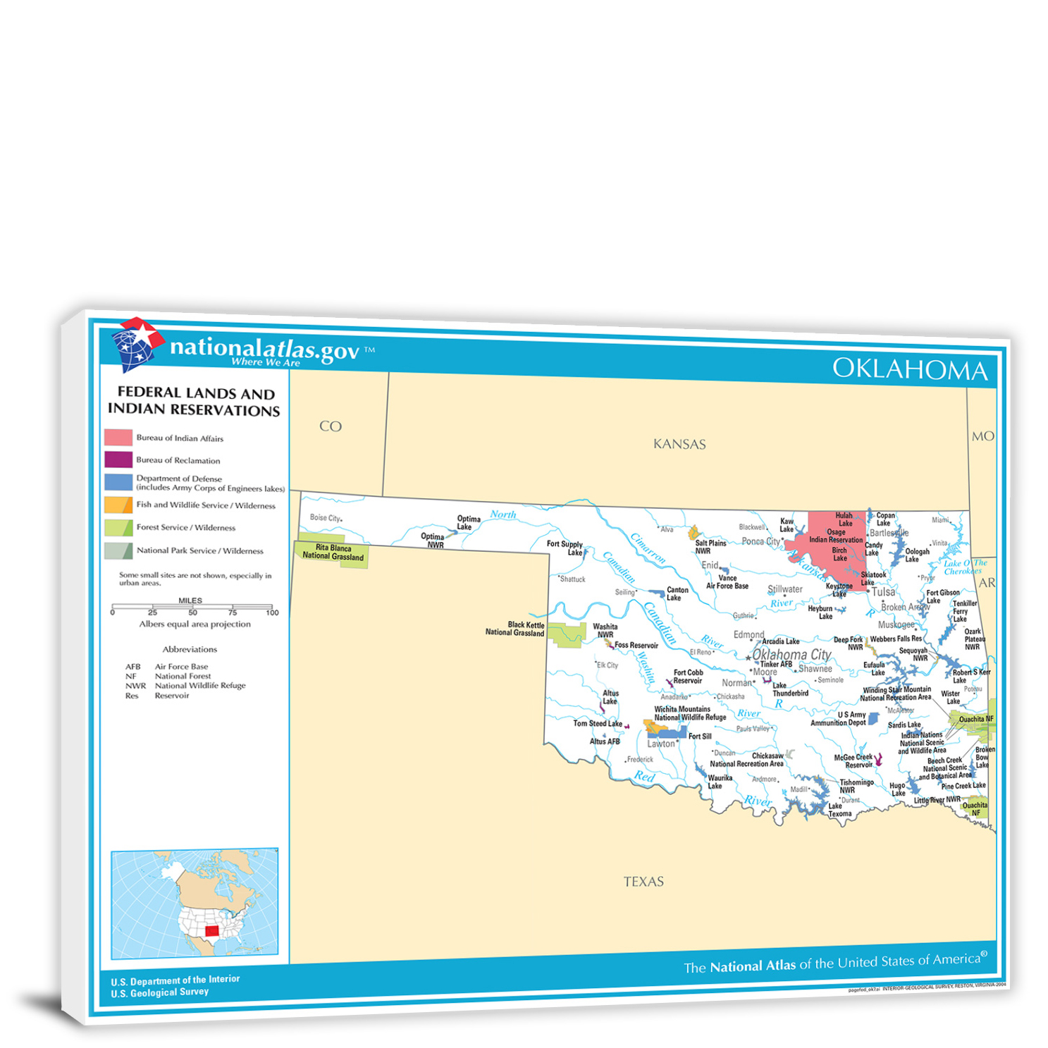 OklahomaNational Atlas Federal Lands and Indian Reservations Map, 2022