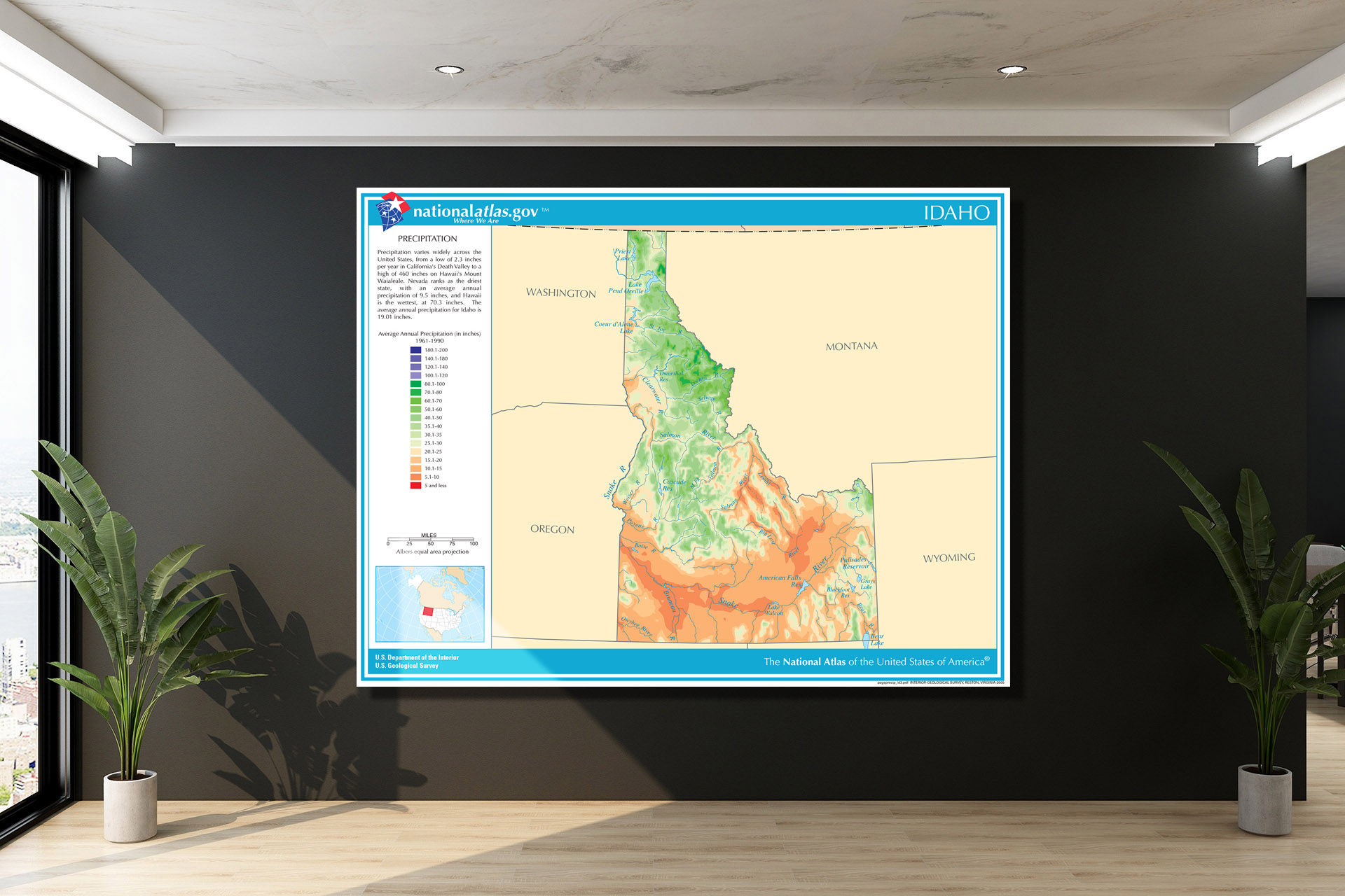 Idaho Annual Precipitation Map 2022 Canvas Wrap   CWA496 Idaho Annual Precipitation Map 02 