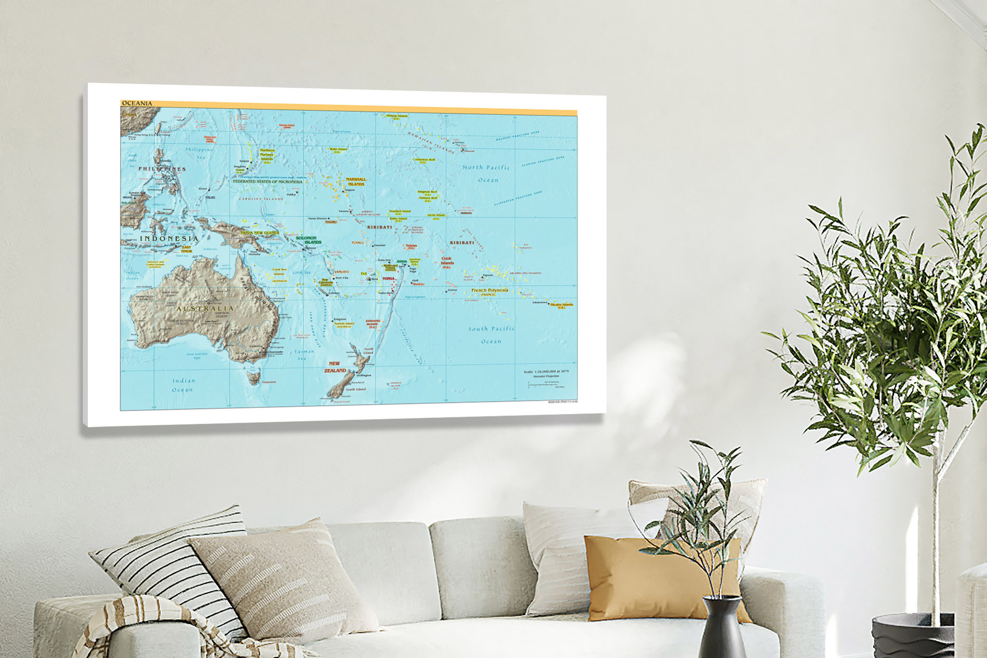 Oceania-Map, 2022 - Canvas Wrap