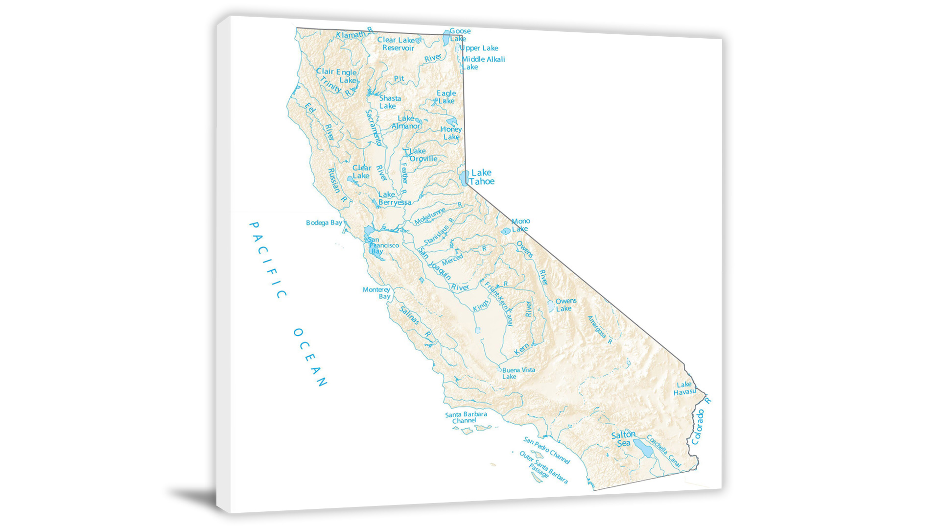 California Lakes And Rivers Map 2022 Canvas Wrap   CWA570 California Lakes And Rivers Map 00 