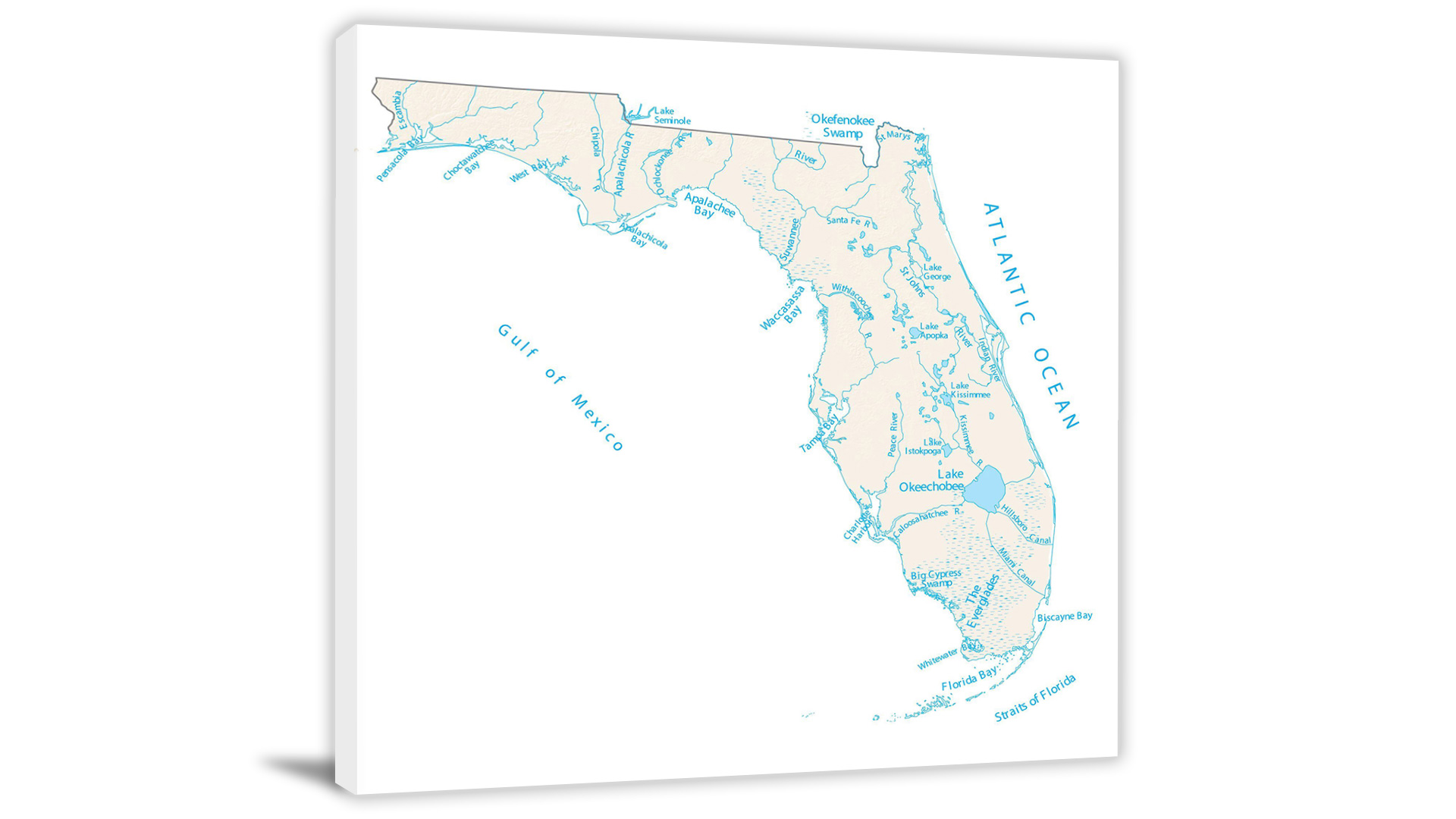 Florida Lakes And Rivers Map 2022 Canvas Wrap   CWA587 Florida Lakes And Rivers Map 00 