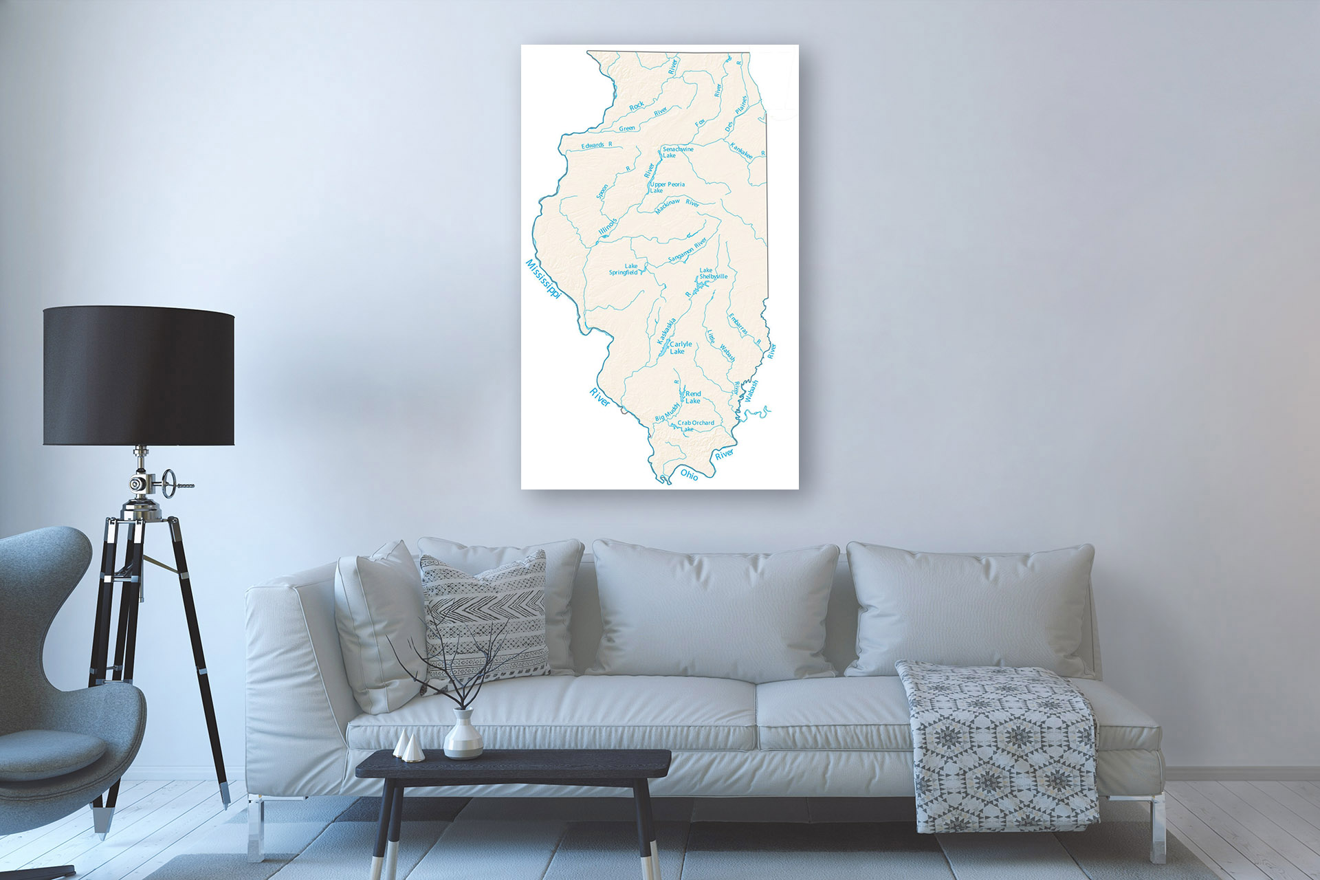 Illinois Lakes And Rivers Map 2022 Canvas Wrap   CWA607 Illinois Lakes And Rivers Map 03 