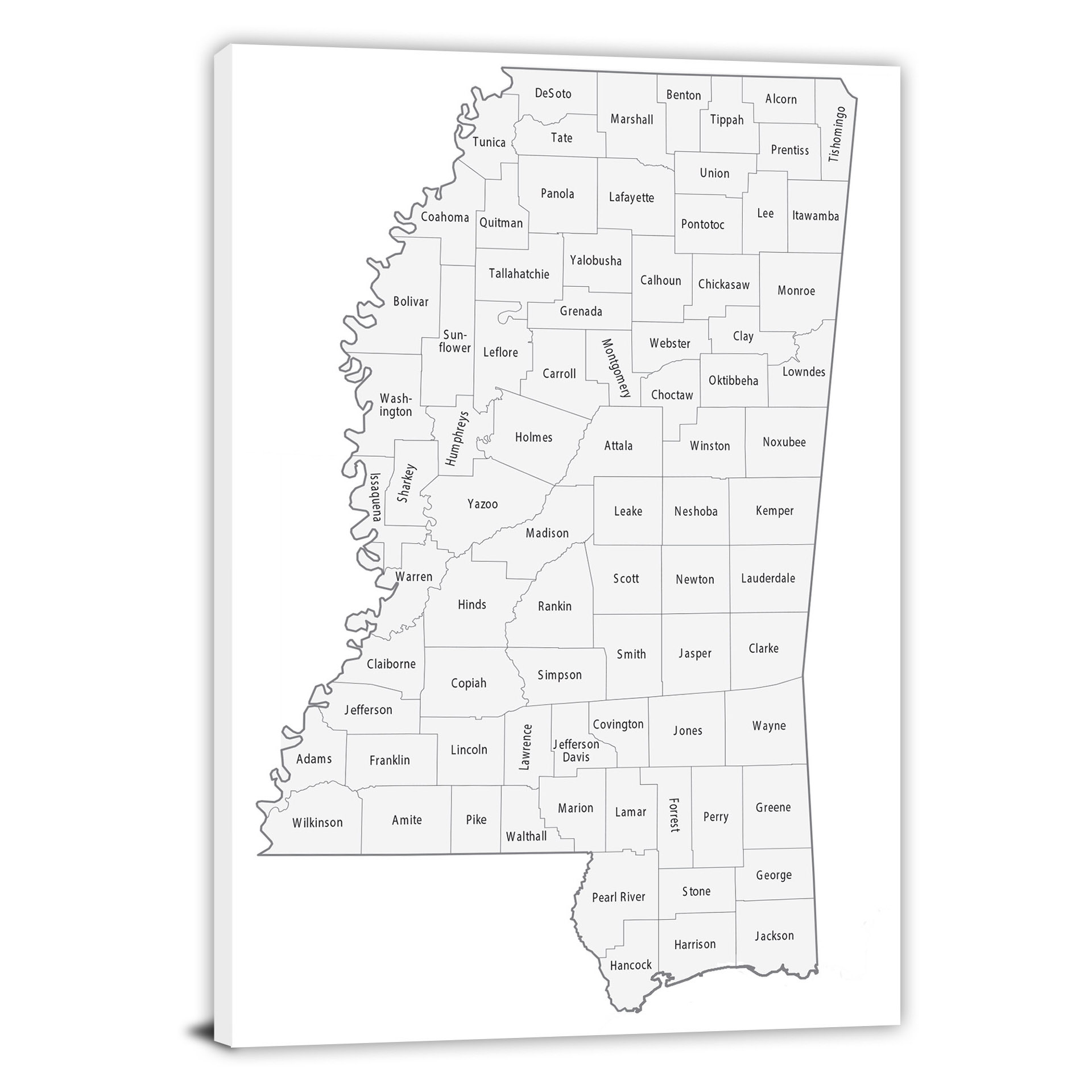 Mississippi Counties Map 2022 Canvas Wrap   CWA660 Mississippi Counties Map 00 