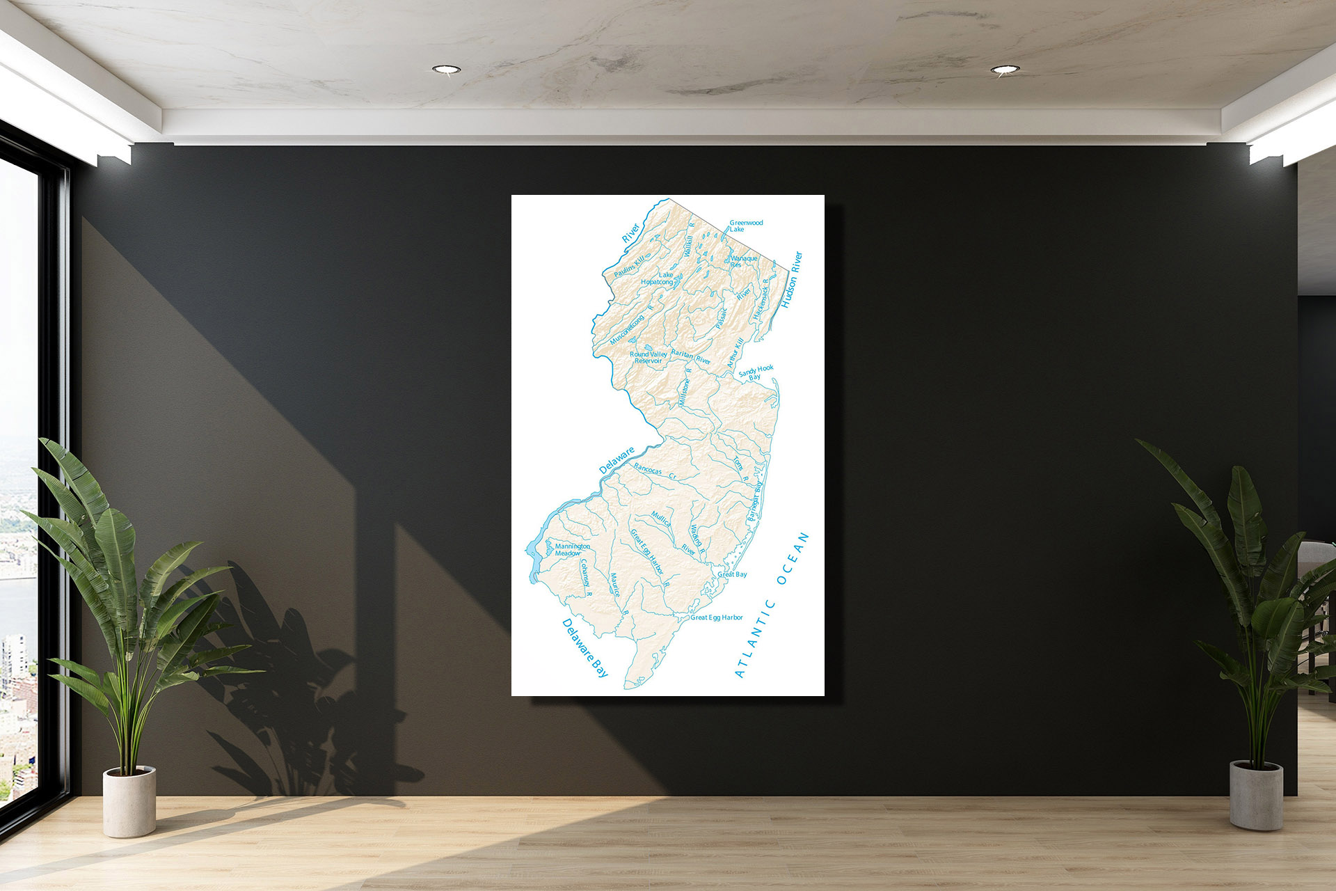 New Jersey Lakes And Rivers Map 2022 Canvas Wrap   CWA691 New Jersey Lakes And Rivers Map 02 