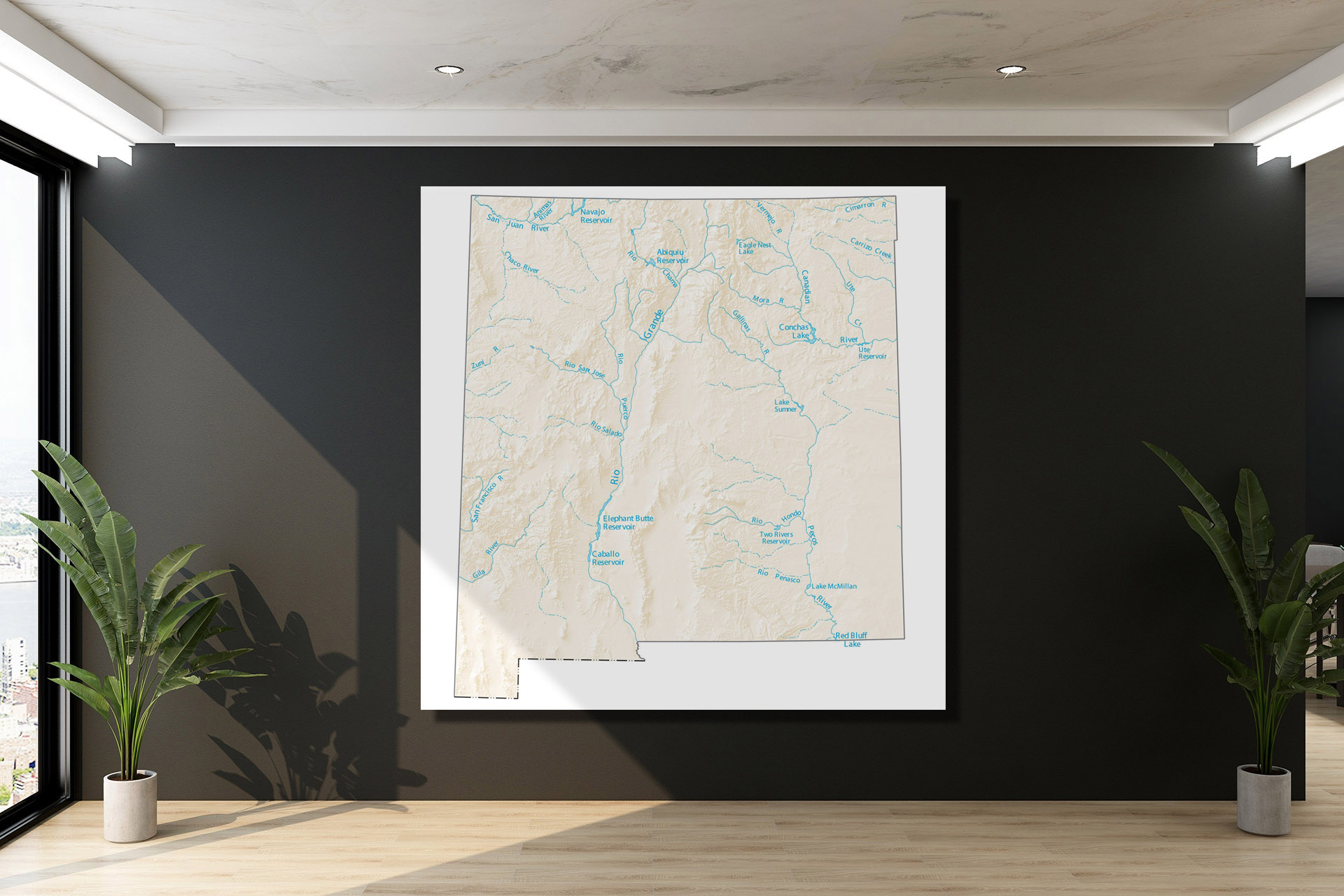 New Mexico Lakes And Rivers Map 2022 Canvas Wrap   CWA696 New Mexico Lakes And Rivers Map 02 