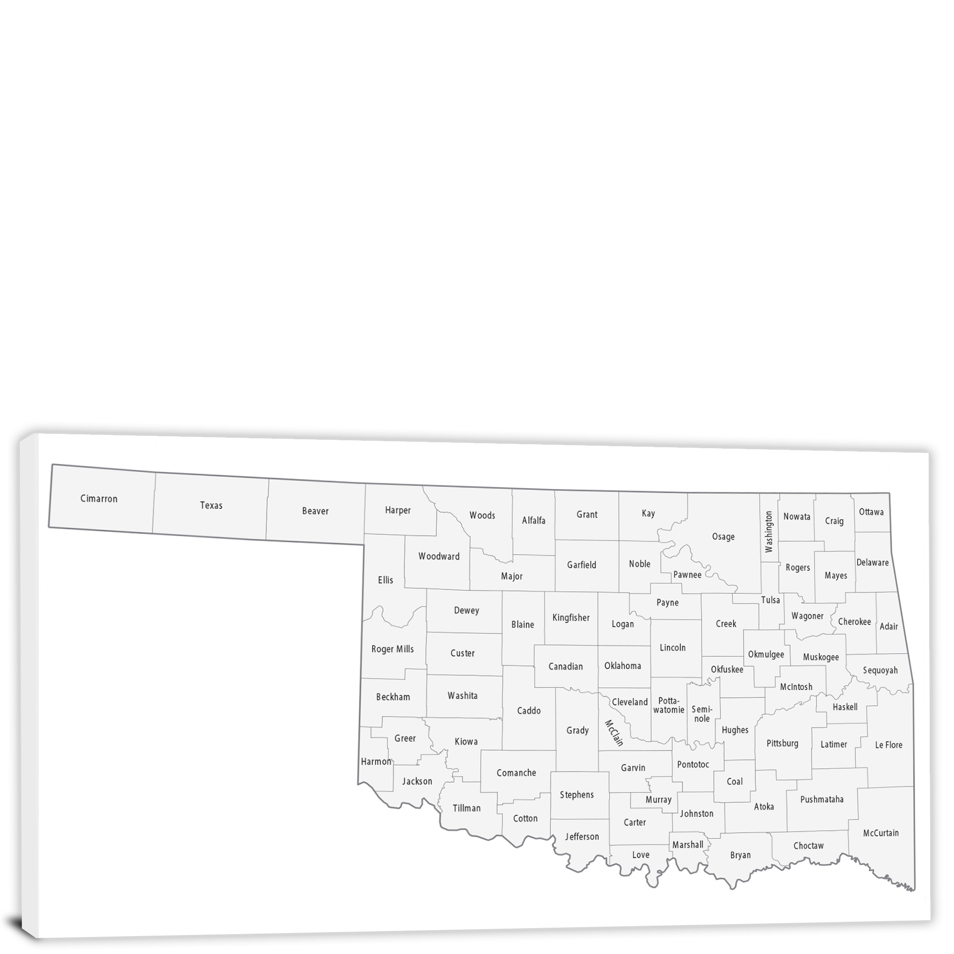 Oklahoma Counties Map 2022 Canvas Wrap   CWA720 Oklahoma Counties Map 00 