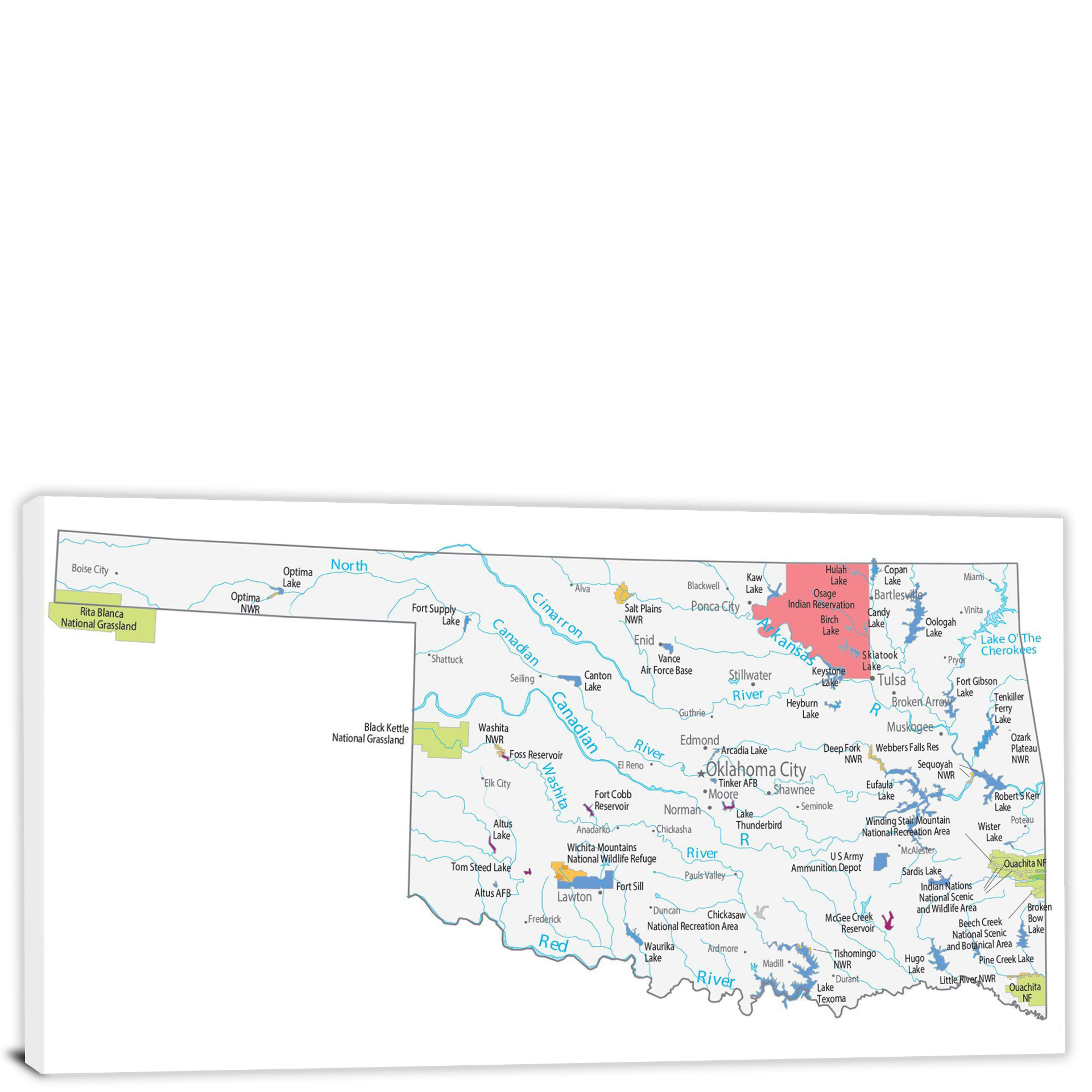 Oklahoma Places Map 2022 Canvas Wrap   CWA722 Oklahoma Places Map 00 