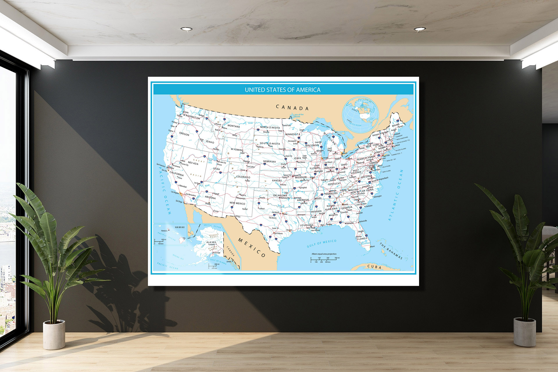 Usa Detailed Map 2022 Canvas Wrap 0628