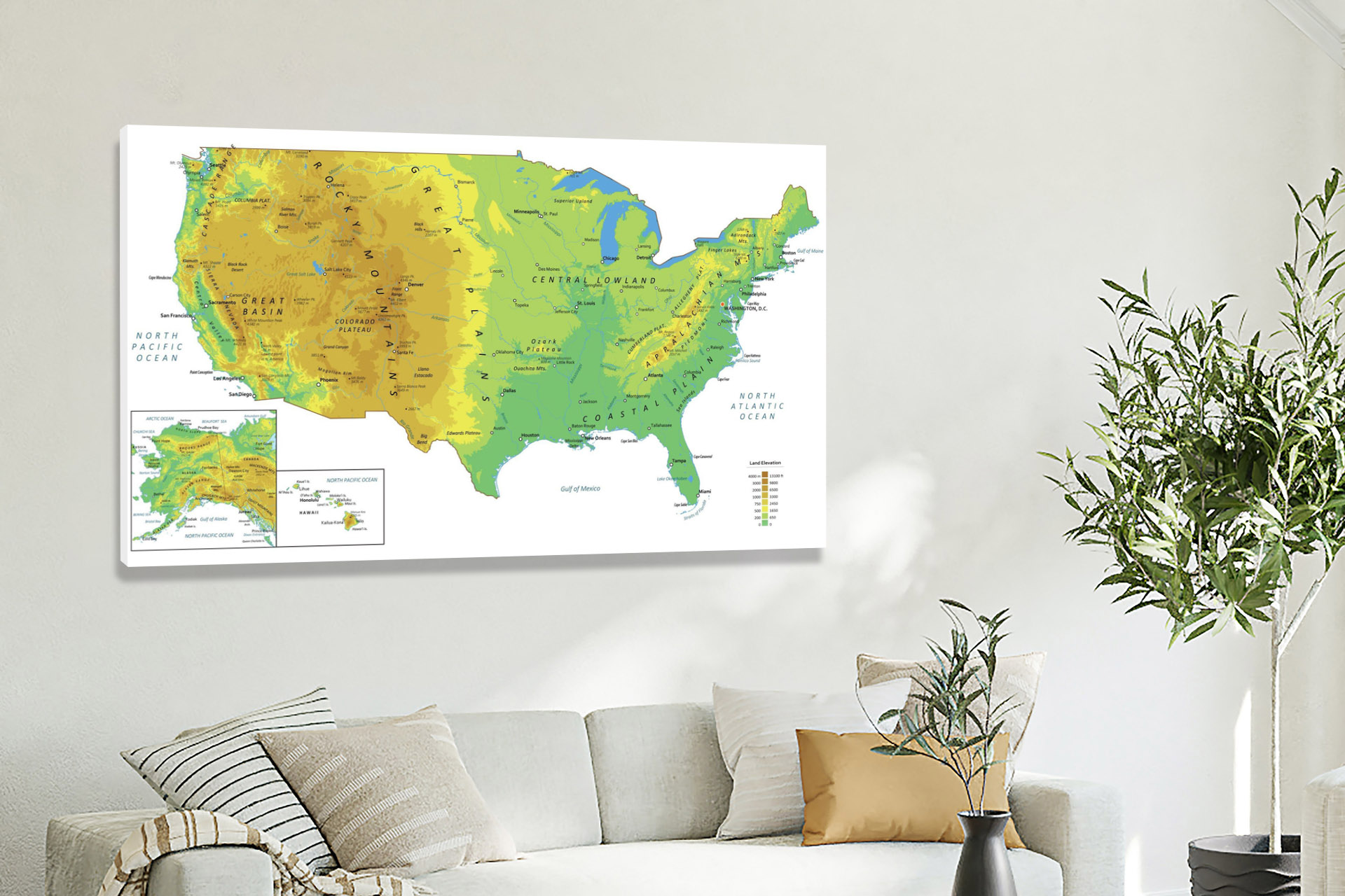 USA Physical Map 2022 Canvas Wrap   CWA807 Usa Physical Map 03 