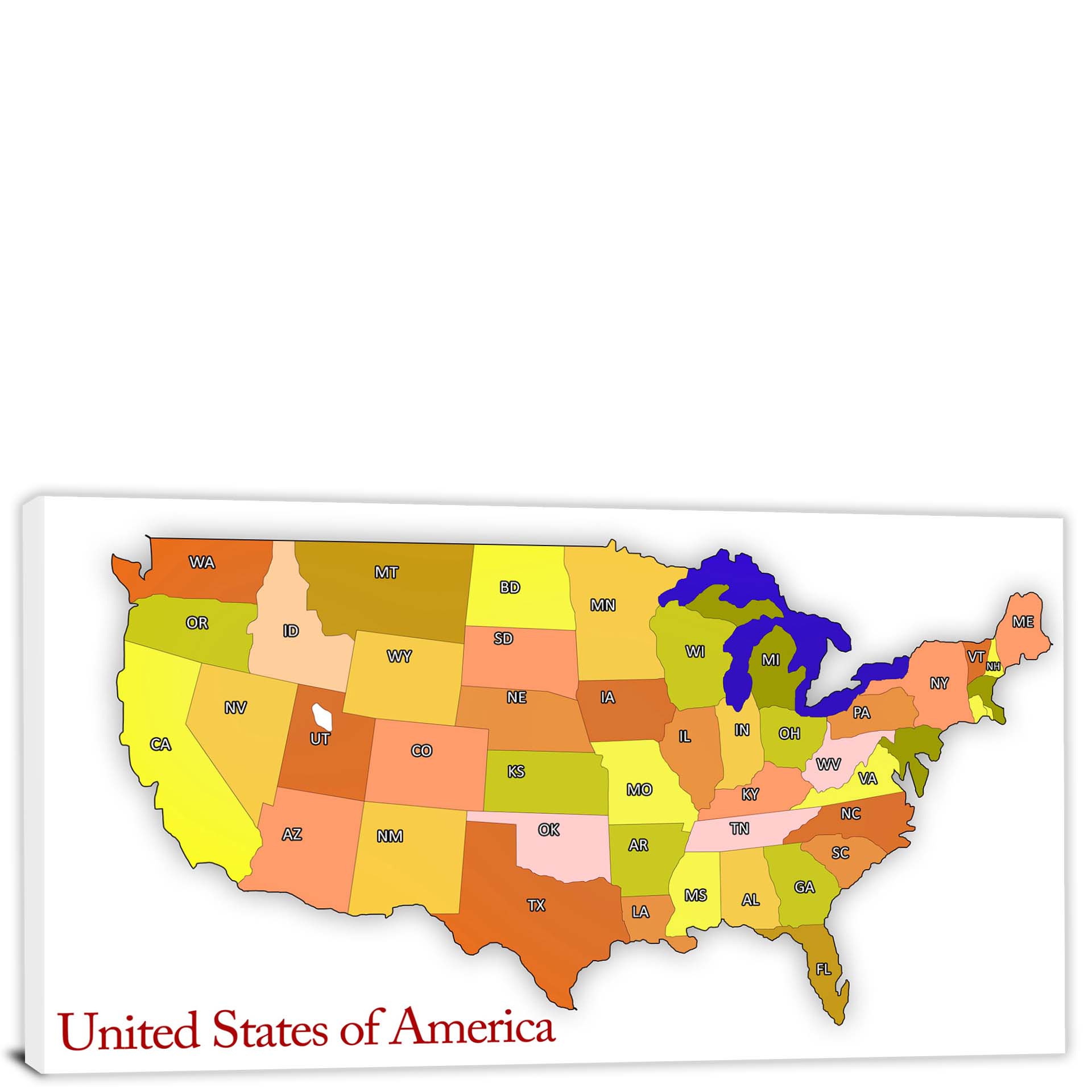 USAColor Map, 2016 Canvas Wrap