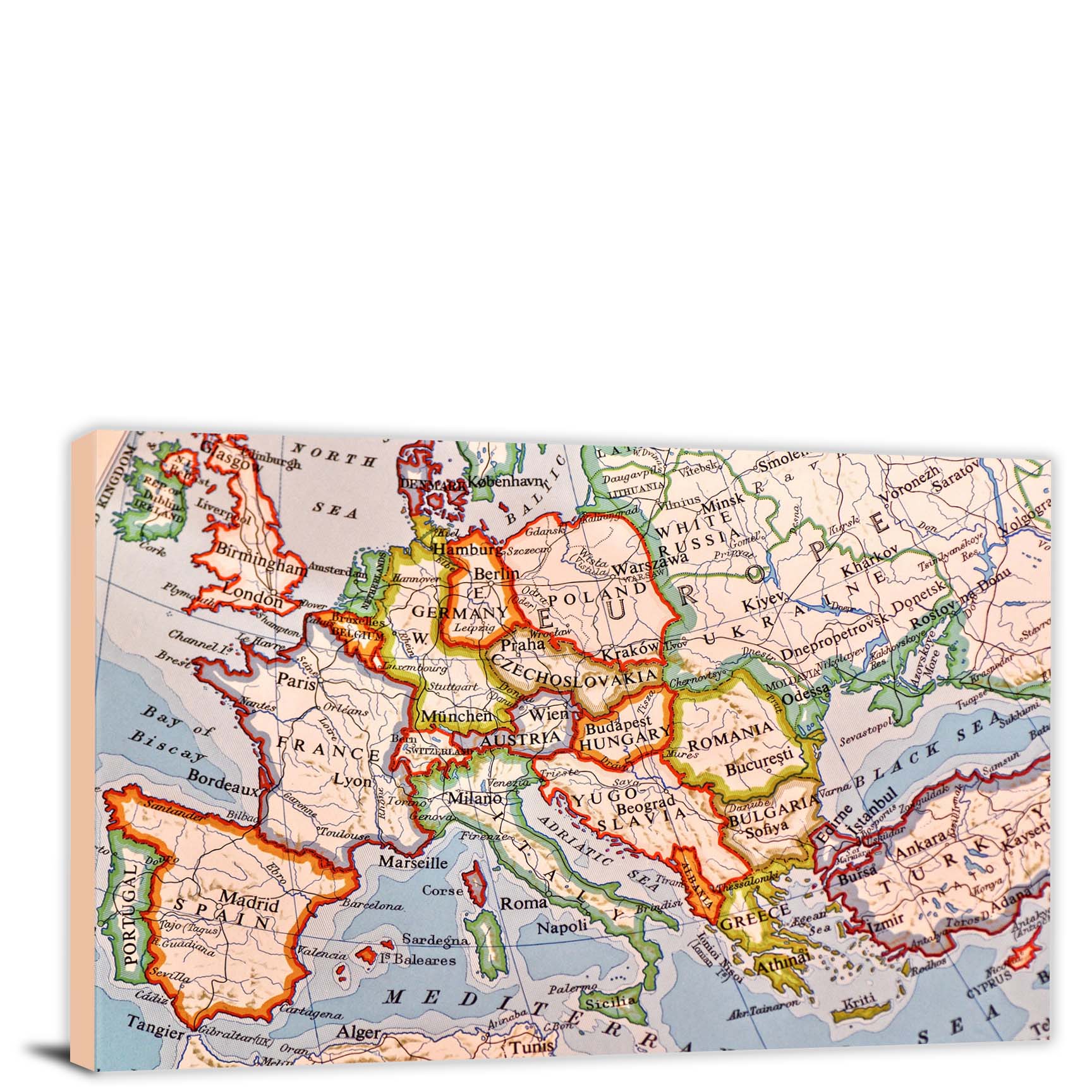 Europe Color Map 2018 Canvas Wrap   CWA827 World America Discovery Map 00 