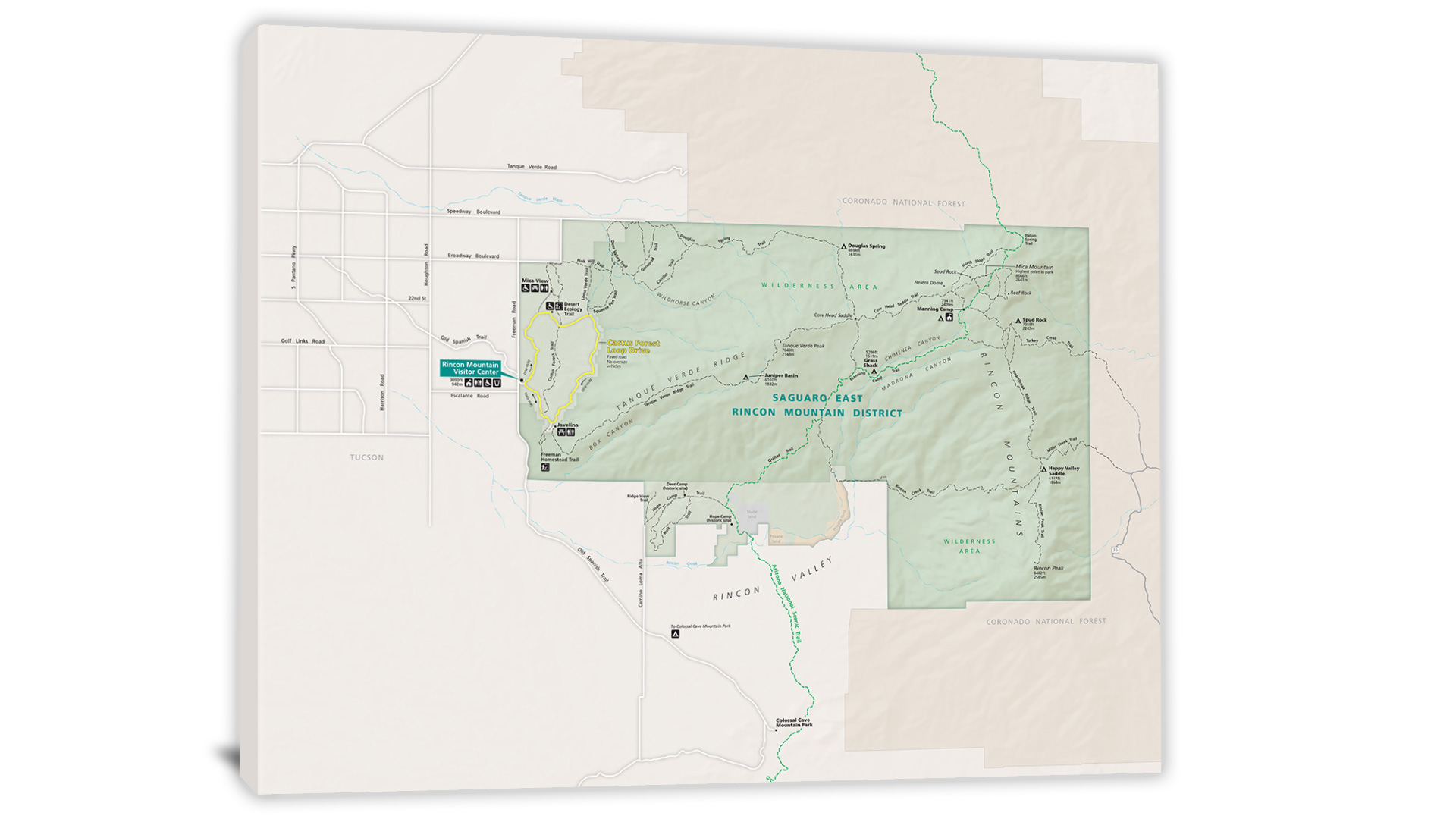 Saguaro National Park Map 2018 Canvas Wrap 7852