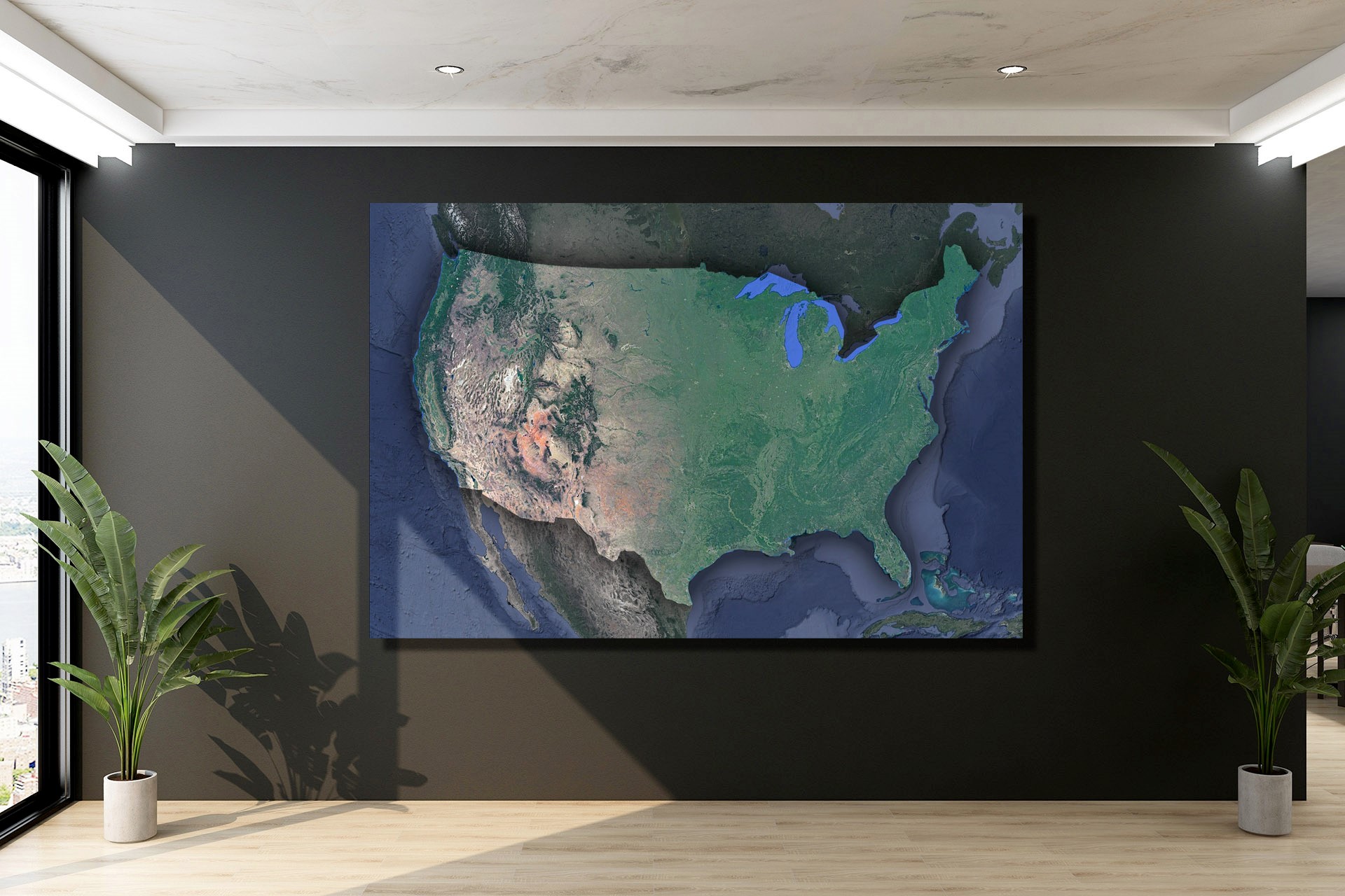 United States Satellite Map Contiguous 48 States 2022 Canvas Wrap 4741