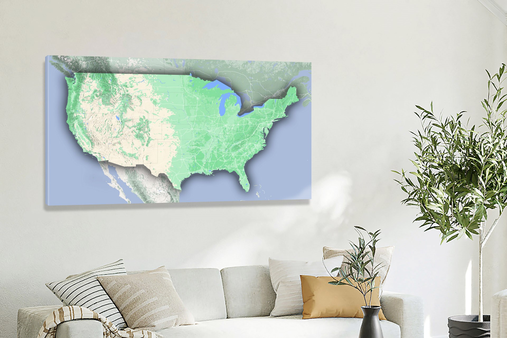 United States Terrain Map Contiguous 48 States 2022 Canvas Wrap 3176