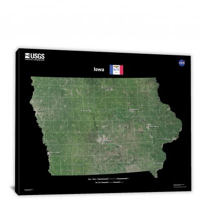 Iowa-USGS Landsat Mosaic, 2022 - Canvas Wrap