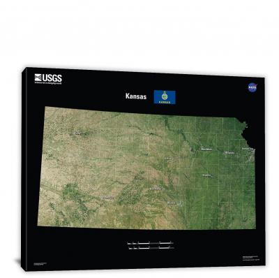 Kansas-USGS Landsat Mosaic, 2022 - Canvas Wrap