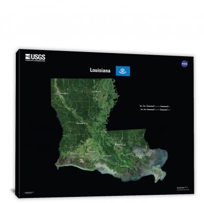 Louisiana-USGS Landsat Mosaic, 2022 - Canvas Wrap