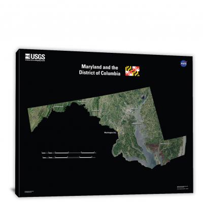 Maryland-USGS Landsat Mosaic, 2022 - Canvas Wrap