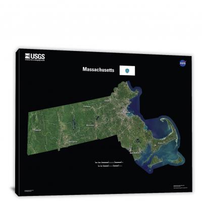 Massachusetts-USGS Landsat Mosaic, 2022 - Canvas Wrap