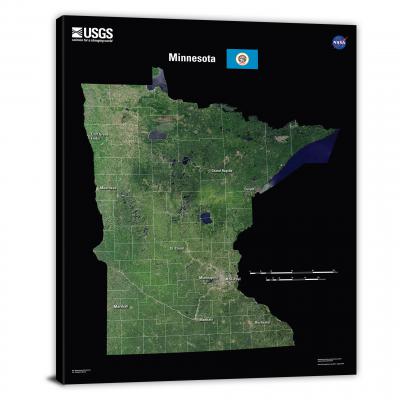 Minnesota-USGS Landsat Mosaic, 2022 - Canvas Wrap