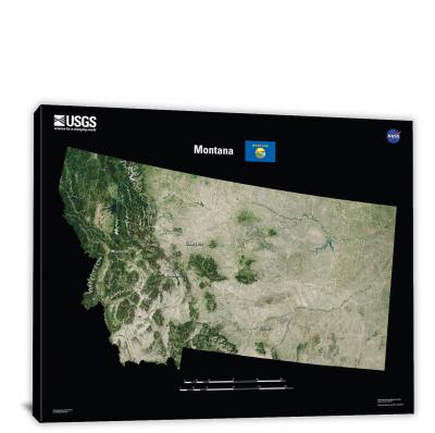 Montana-USGS Landsat Mosaic, 2022 - Canvas Wrap