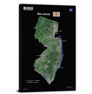 New Jersey-USGS Landsat Mosaic, 2022 - Canvas Wrap
