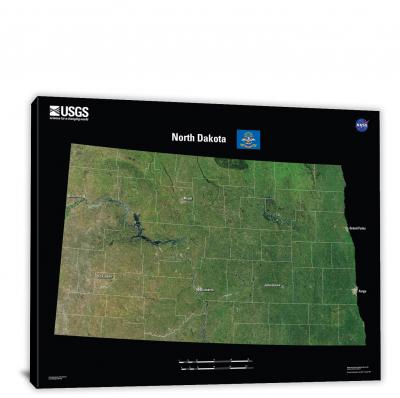North Dakota-USGS Landsat Mosaic, 2022 - Canvas Wrap