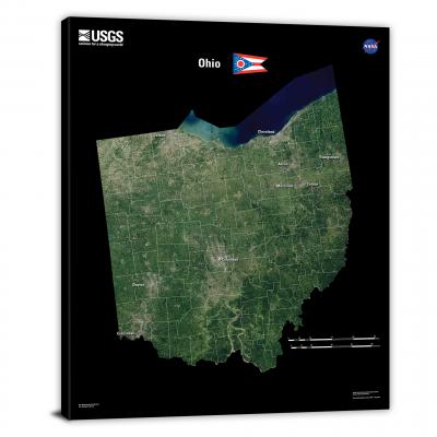 Ohio-USGS Landsat Mosaic, 2022 - Canvas Wrap