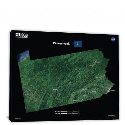 Pennsylvania-USGS Landsat Mosaic, 2022 - Canvas Wrap