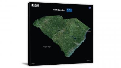 South Carolina-USGS Landsat Mosaic, 2022 - Canvas Wrap