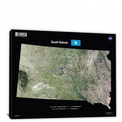 South Dakota-USGS Landsat Mosaic, 2022 - Canvas Wrap