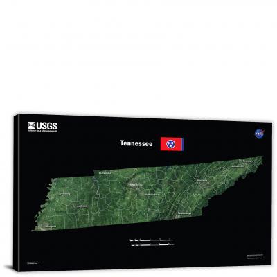 Tennessee-USGS Landsat Mosaic, 2022 - Canvas Wrap