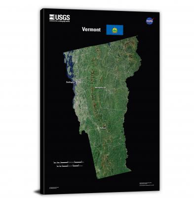 Vermont-USGS Landsat Mosaic, 2022 - Canvas Wrap