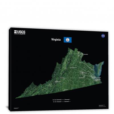 Virginia-USGS Landsat Mosaic, 2022 - Canvas Wrap